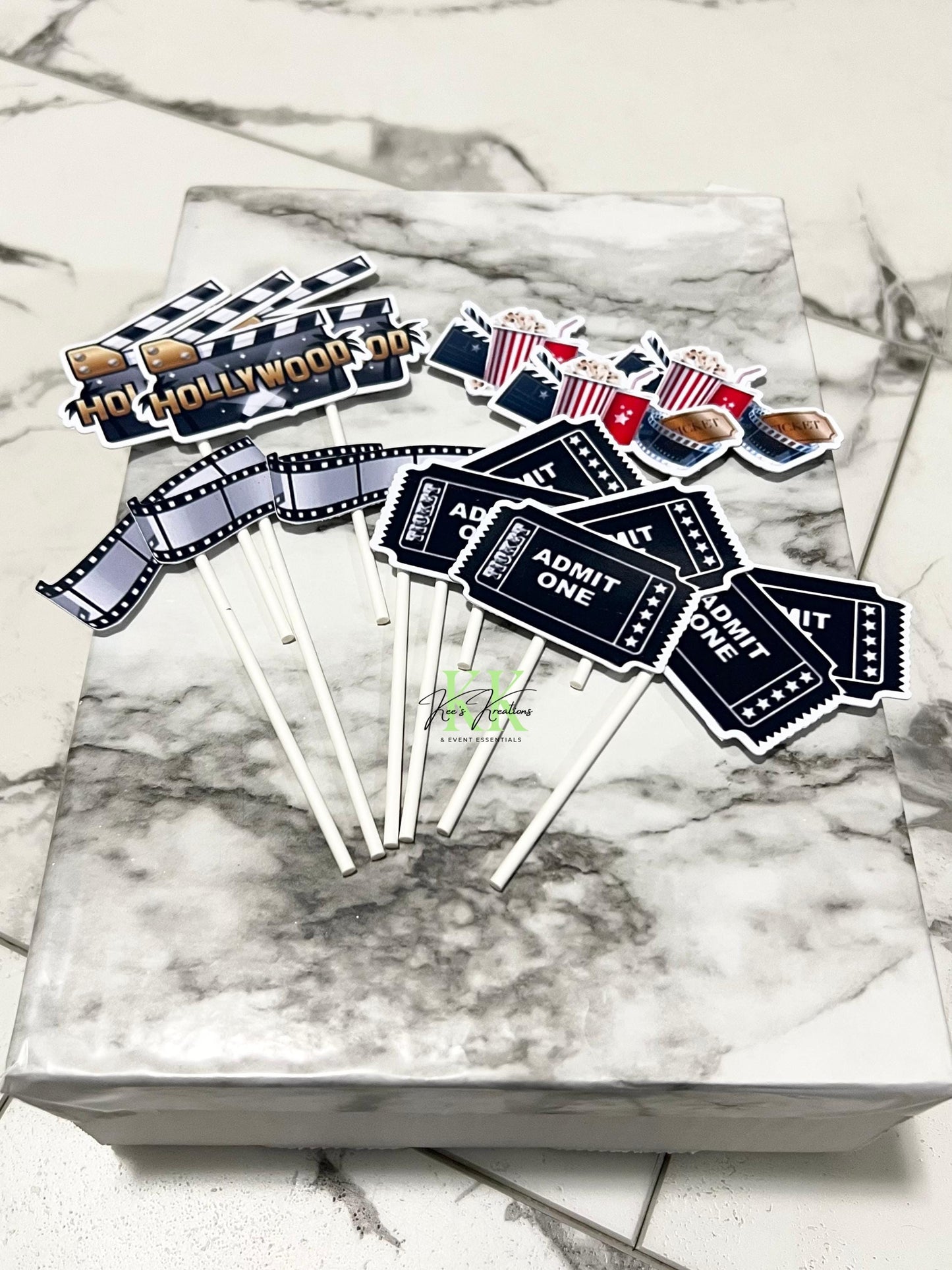 Hollywood Theme Cupcake Toppers | Hollywood Theme Party Decoration | Hollywood Cupcake Toppers | Hollywood Birthday | Hollywood Cupcakes