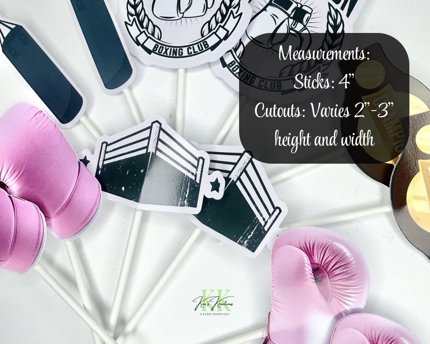 Pink Boxing Theme Cupcake Toppers | Pink Boxing Theme Party Decorations | Pink Boxing Cupcake Toppers | Boxing Theme Party | Boxing Cupcakes