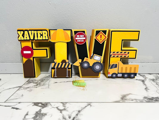8” Construction Theme 3D Letters/Numbers Centerpieces | Construction Party Decor | Construction Birthday Party | Construction Centerpieces