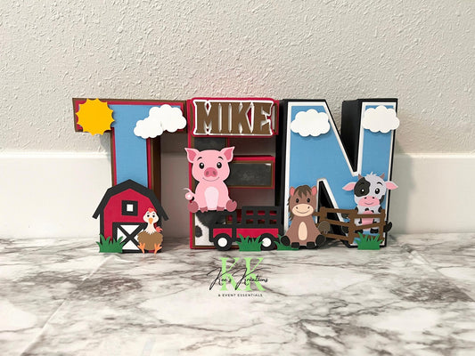 8” Farm Theme 3D Letters/Numbers Centerpieces | Farm Theme Party Decorations | Farm Birthday Party Decor | Farm Centerpieces | Farm Party