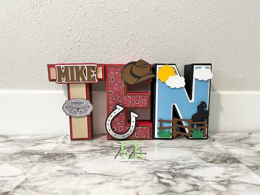 8” Cowboy Theme 3D Letters/Numbers Centerpieces | Cowboy Theme Party Decorations | Cowboy Birthday Party Decor | Cowboy Centerpieces