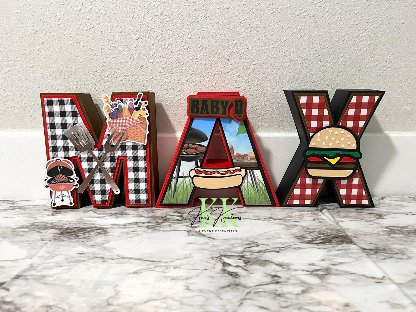 8” BabyQ Theme 3D Letters/Numbers Centerpieces | BabyQ Theme Party Decorations | BabyQ Baby Shower Party Decor | BabyQ Centerpieces