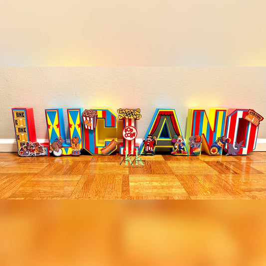 8” Circus Theme 3D Letters/Numbers Centerpieces | Circus Theme Party Decorations | Circus Birthday Party Decor | Circus Centerpieces