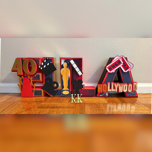 8” Hollywood Theme 3D Letters/Numbers Centerpieces | Hollywood Theme Party Decorations | Hollywood Birthday Party Decor | Hollywood Party