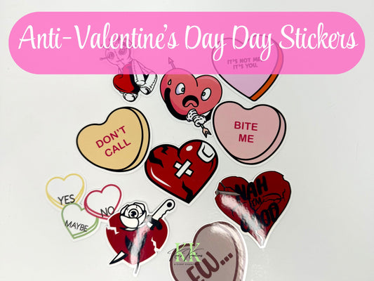 Anti-Valentine’s Day Stickers – Funny, Sarcastic & Single AF | Breakup Humor | Valentine Alternative | Galentine Attitude Stickers