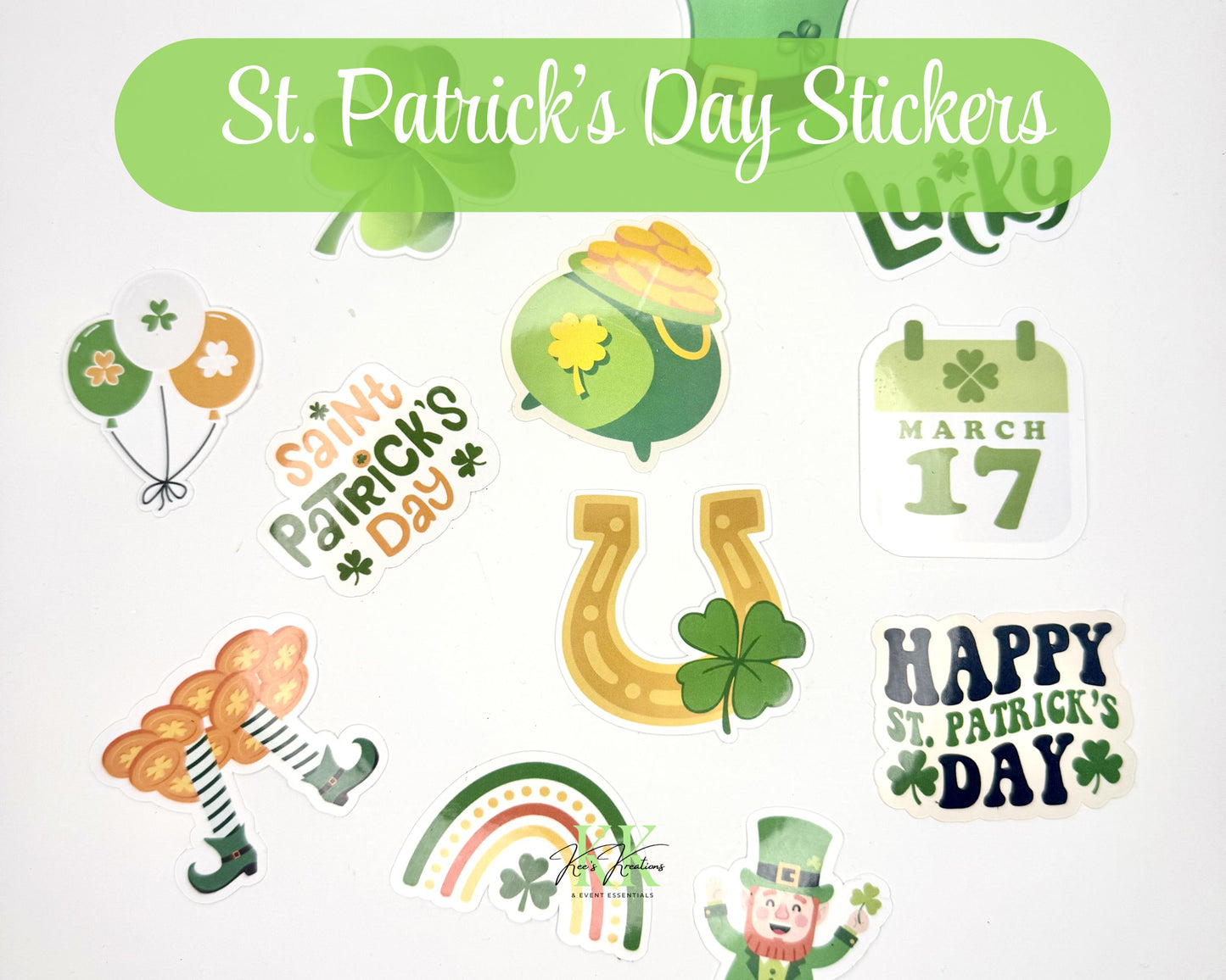 St. Patrick’s Day Stickers – Lucky Shamrock Stickers | Irish Party Favor Stickers | St. Patrick’s Day Planner & Gift Labels