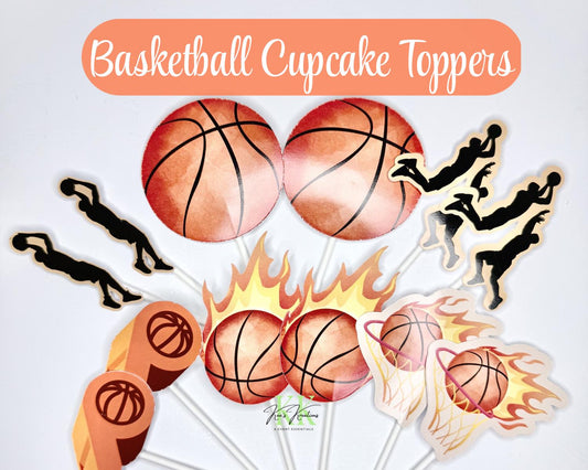 Basketball Theme Cupcake Toppers | Basketball Theme Party Decorations | Basketball Cupcake Toppers | Basketball Theme Birthday Party