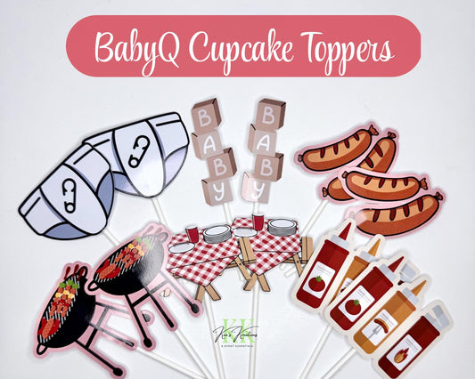 BabyQ Theme Cupcake Toppers | BabyQ Theme Party Decorations | BabyQ Cupcake Toppers | BabyQ Theme Baby Shower | BabyQ Shower Cupcakes