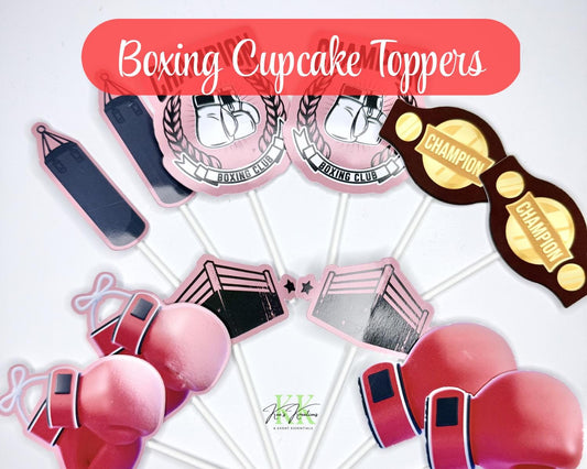 Boxing Theme Cupcake Toppers | Boxing Theme Party Decorations | Boxing Cupcake Toppers | Boxing Theme Party | Boxing Cupcakes | Boxing Party