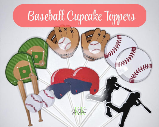 Baseball Theme Cupcake Toppers | Baseball Theme Party Decorations | Baseball Cupcake Toppers | Baseball Theme Birthday Party