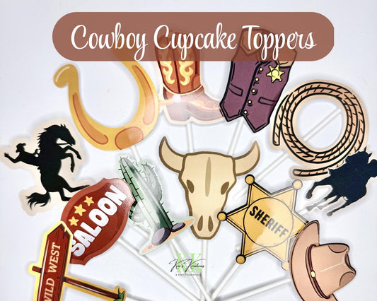 Cowboy Theme Cupcake Toppers | Cowboy Theme Party Decorations | Western Cupcake Toppers | Cowboy Western Theme Party | Cowboy Cupcakes