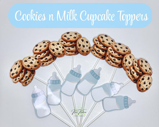 Cookies n Milk Cupcake Toppers | Cookies n Milk Theme Party Decorations | Cookies n Milk Theme Party | Cookies n Milk Toppers